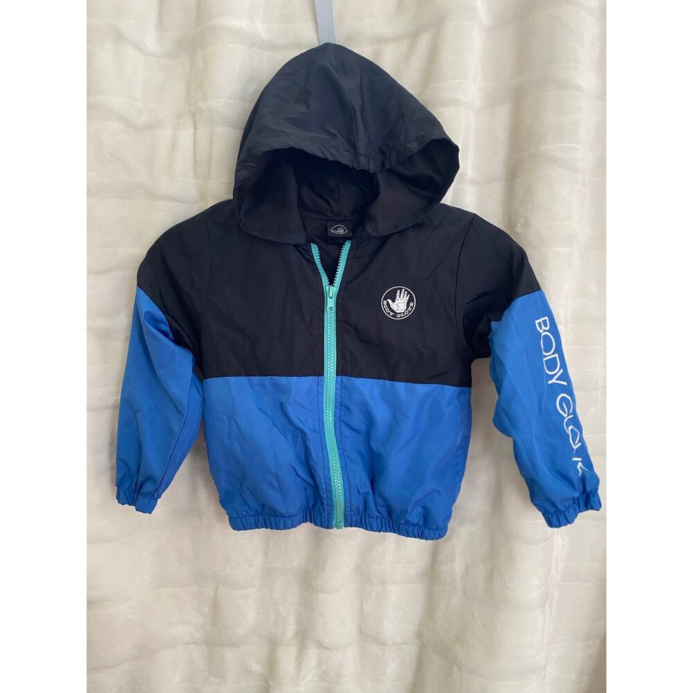 Body Glove | Full Zip Up Packable Hooded Windbreaker | Black & Blue | Boys Size4